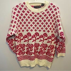 Yarn Works knit vintage floral mushroom sweater